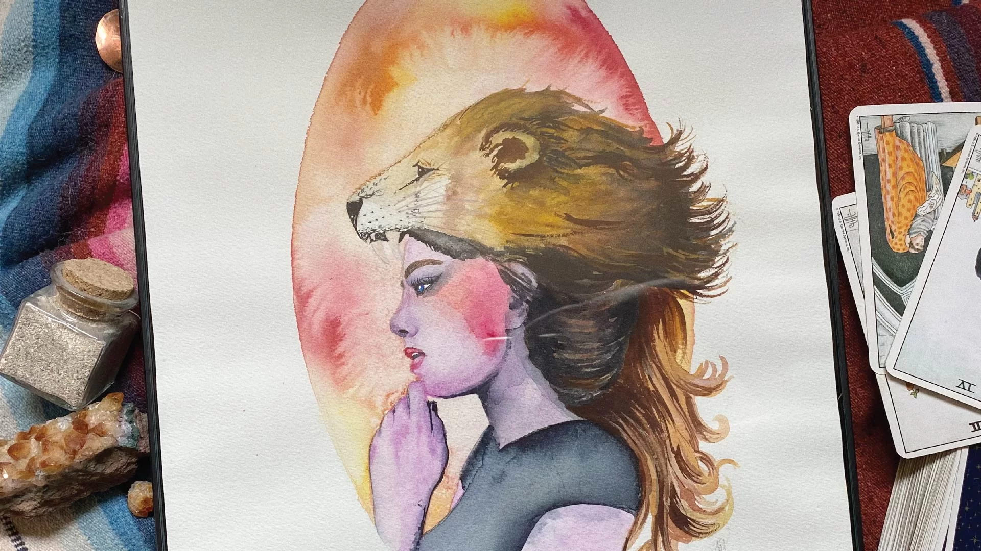 leo illustration watercolor zodiac astrology tarot